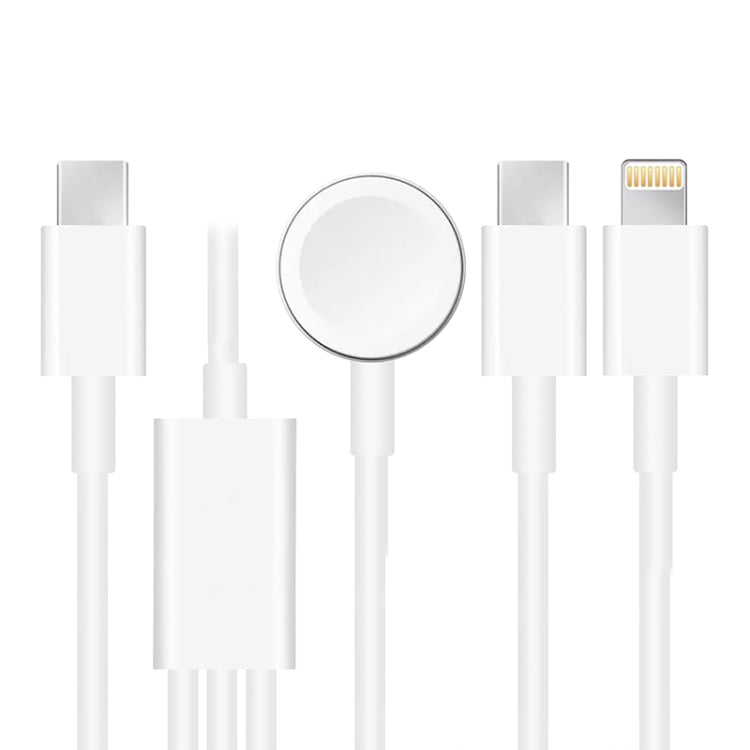 3-in-1 Type-C Magnetic Charging Cable for Apple Watch Series, iPhone, and Type-C Devices - 4ft/1.2m