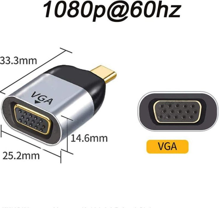 USB-C to VGA Adapter with 1080P HD Resolution