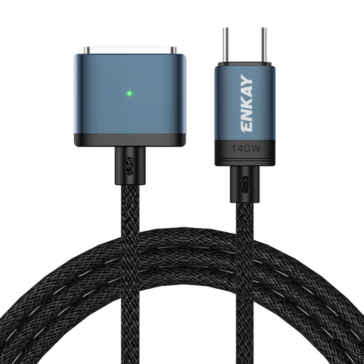 ENKAY 140W USB-C to MagSafe 3 Magnetic Charging Cable with LED Indicator for MacBook 6.6FT (Blue)