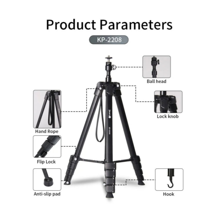 JMARY KP2208 1.7m Fill Light Camera Tripod for Photography and Live Streaming