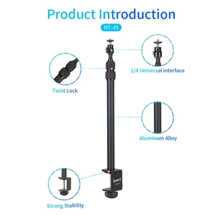 JMARY MT-49 Adjustable Clamp Desk Mount Light Stand for LED Video Light