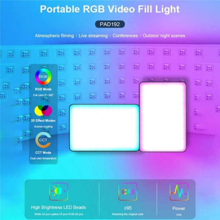 VLOGLITE PAD192RGB LED Camera Fill Light for DSLR Camera, GoPro, and Photography Lighting