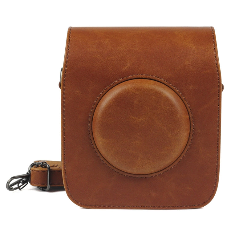 Brown PU Leather Camera Case Bag with Strap for Fujifilm Instax Square SQ20