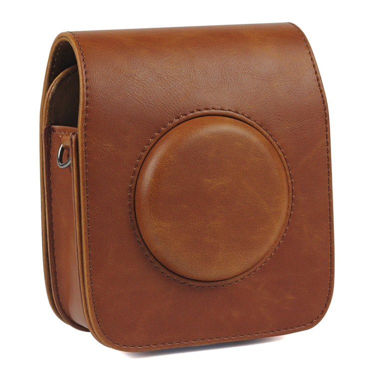 Brown PU Leather Camera Case Bag with Strap for Fujifilm Instax Square SQ20