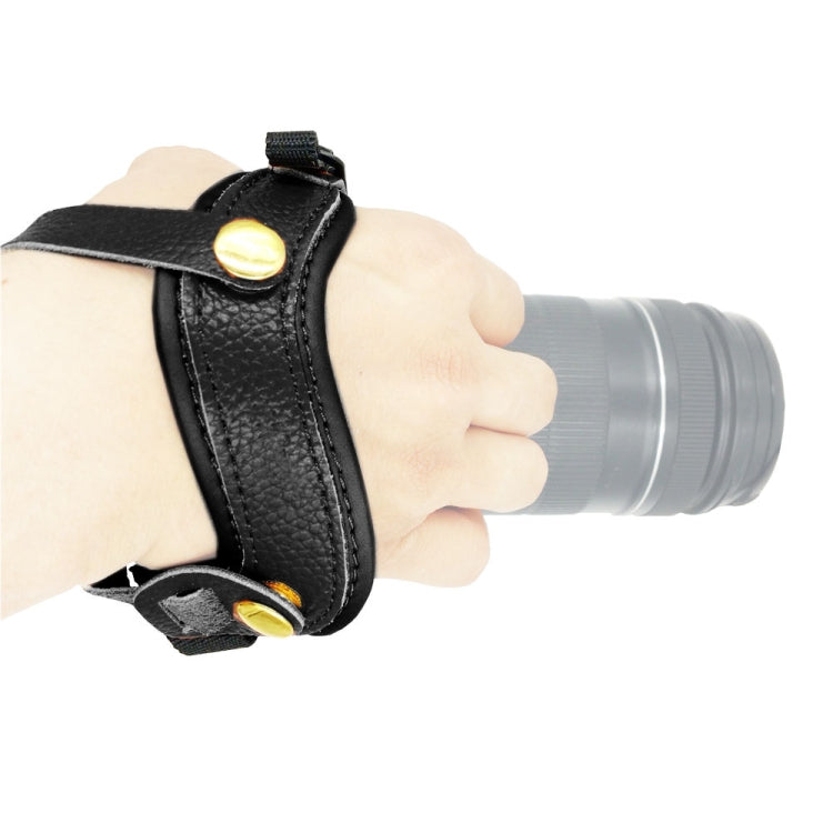 Leather Hand Grip Wrist Strap for DSLR Camera with Adjustable Design (Black)