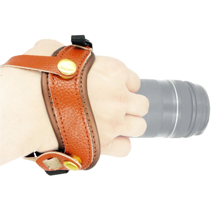 RICHWELL Genuine Leather Camera Hand Grip Wrist Strap for DSLR (Brown)