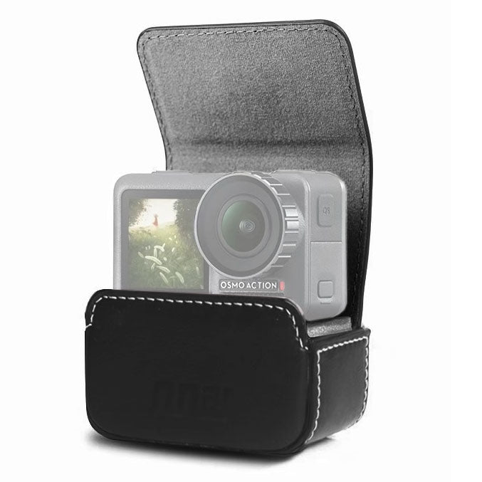 Compact Waterproof Leather Case for DJI OSMO Action / GoPro / SJCAM / Xiaomi Mi Jia (Black)