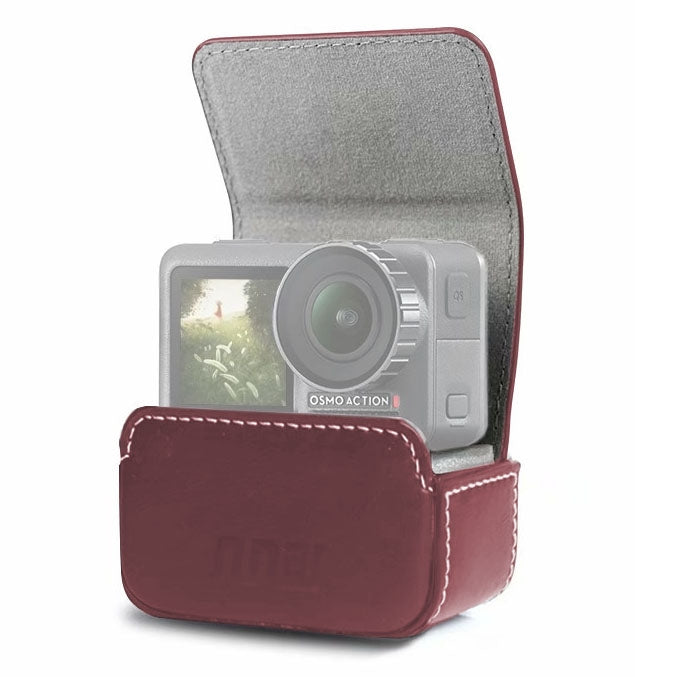 Waterproof Mini Leather Case Storage Carrying Box for DJI OSMO Action / GoPro / SJCAM / Xiaomi Mi Jia (Coffee)