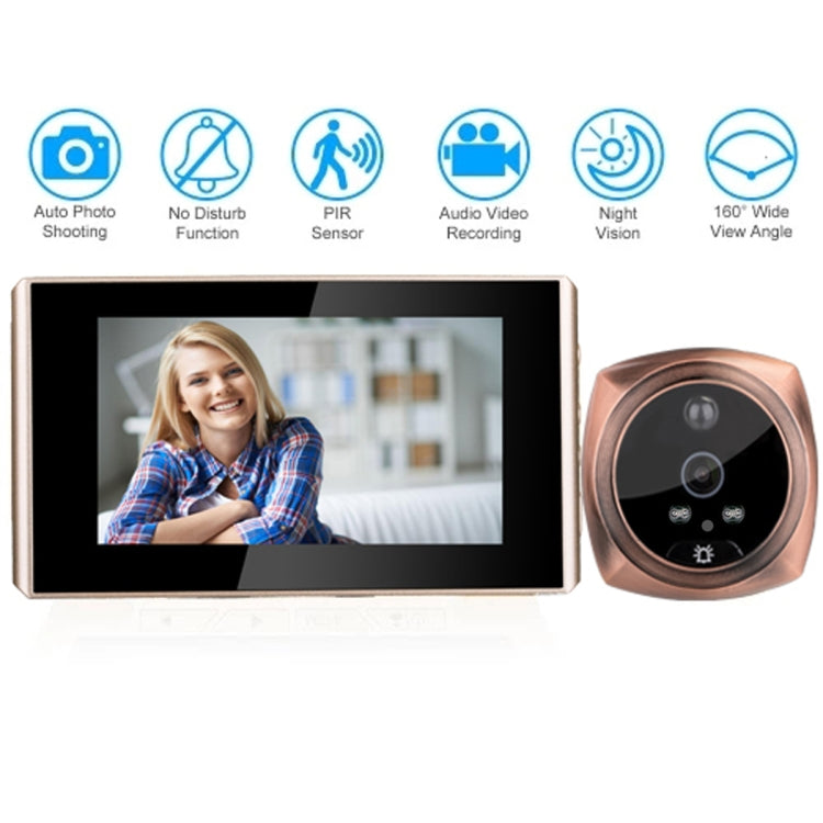 LCD Color Screen Digital Doorbell Electronic Peephole Viewer (Gold, 4.3 inch)