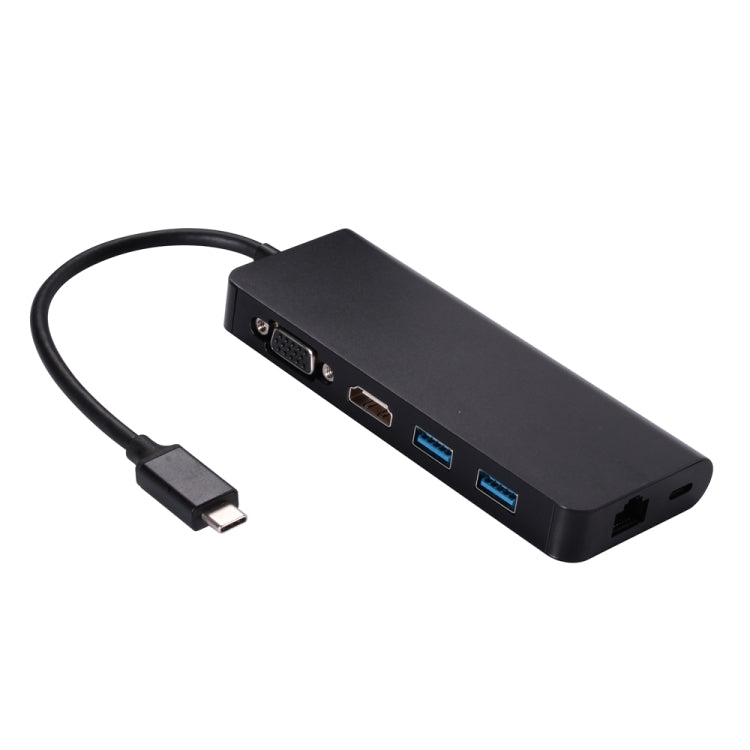 6-in-1 Type-C Hub with HDMI, VGA, RJ45, USB 3.0, and PD Charging for Macbook