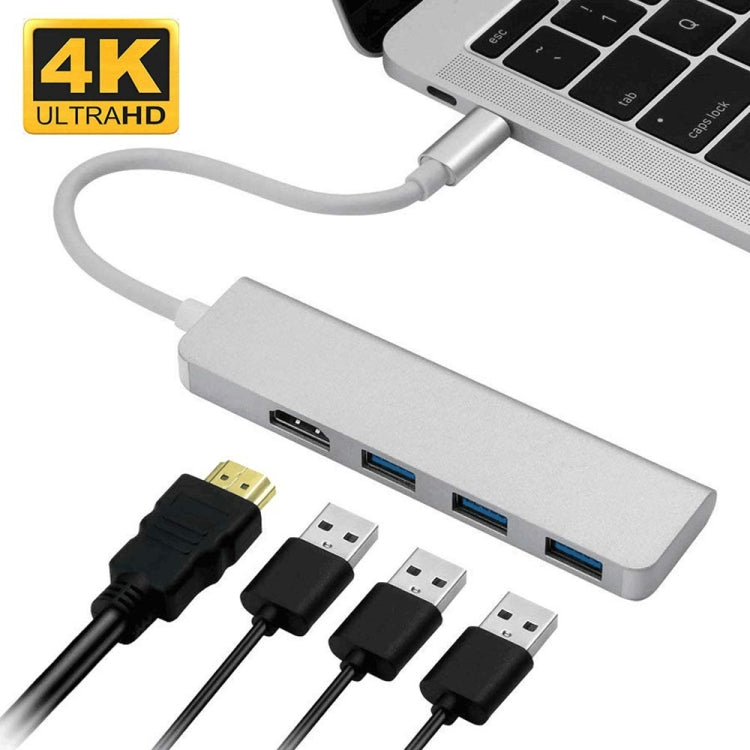 USB-C Hub with 2K HDMI and 3 USB 3.0 Ports for MacBook Pro, Chromebook, Dell XPS13
