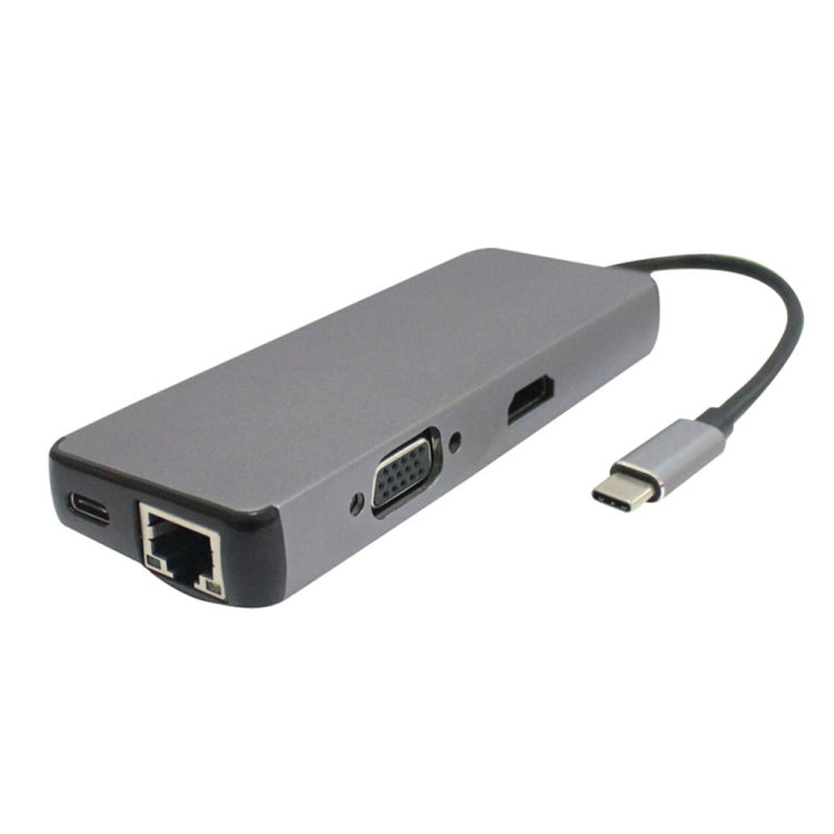USB-C Multiport Adapter with 4K HDMI, LAN, VGA, USB3.0, SD/TF, RJ45, and PD