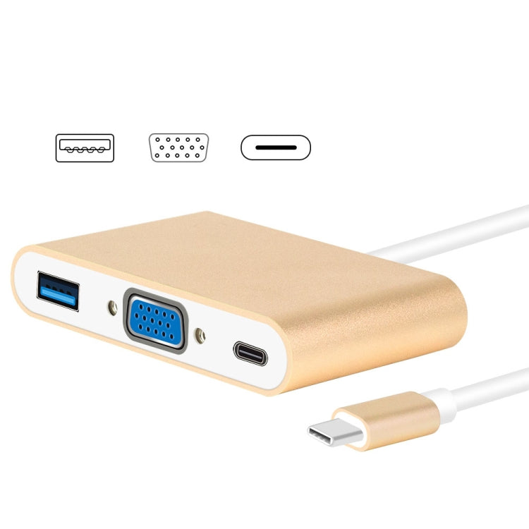 3-in-1 USB Type C to VGA Hub Adapter for Macbook Pro and Google ChromeBook