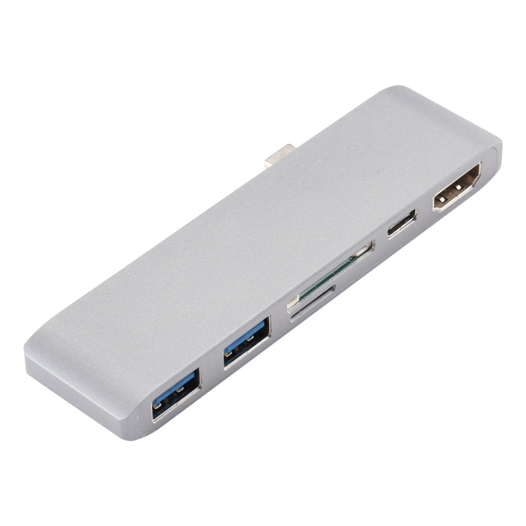 Type C Combo Hub with HDMI, USB 3.0, SD/TF Card Adapter and Charging for Macbook GW (Silver)