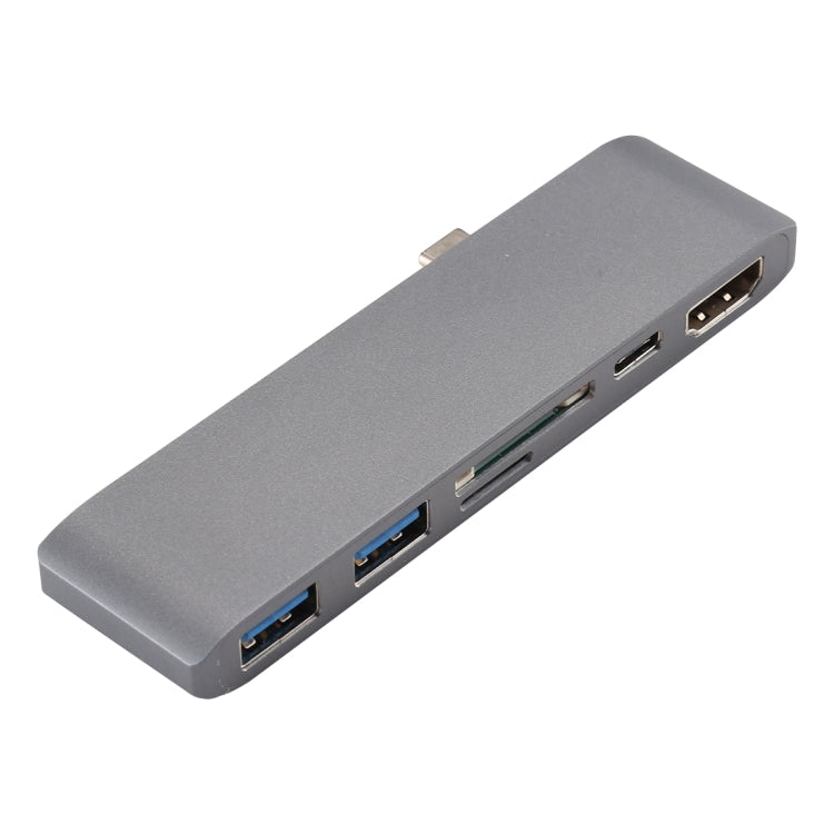 Type C To HDMI USB3.0 HUB USB-C Charging SD/TF Card Adapter - Gray For Macbook