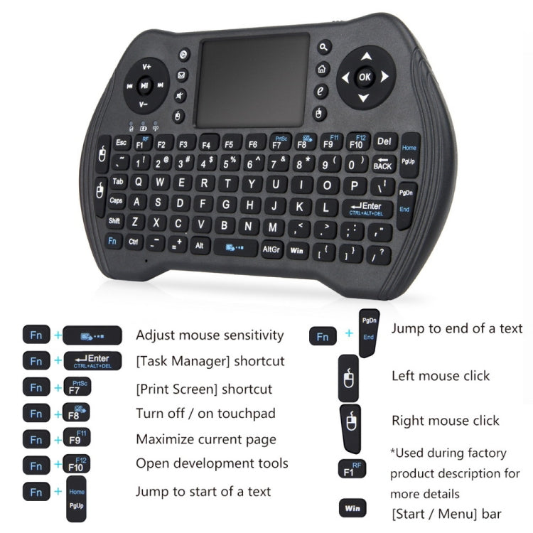 MT10 Fly Air Mouse 2.4GHz Mini Wireless Keyboard with Touchpad