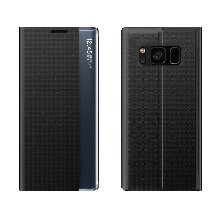 Magnetic Horizontal Flip Phone Case with Time Display Window and Sleep/Wake-up Function for Galaxy S10 Plus (Black)