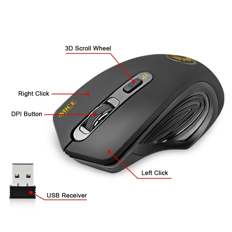 iMICE 2.4GHz Wireless Optical Computer Mouse with Adjustable DPI and USB 3.0 Receiver