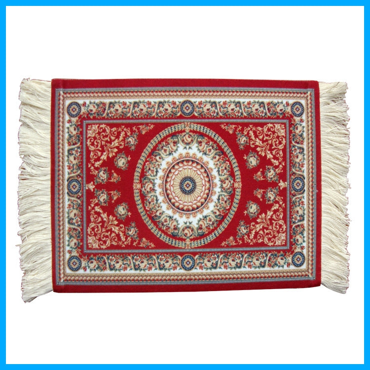 Vintage Mini Woven Rug Mat Retro Style Mouse Pad with Random Color Delivery