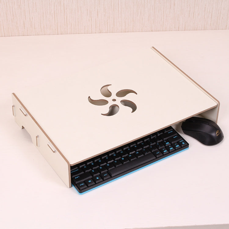 Wood Monitor/Laptop Stand with Keyboard Slot (White)