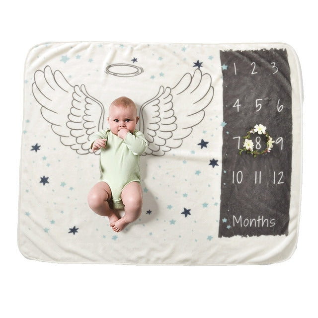 Newborn Photography Flannel Blanket with Wing Design - 100x72cm