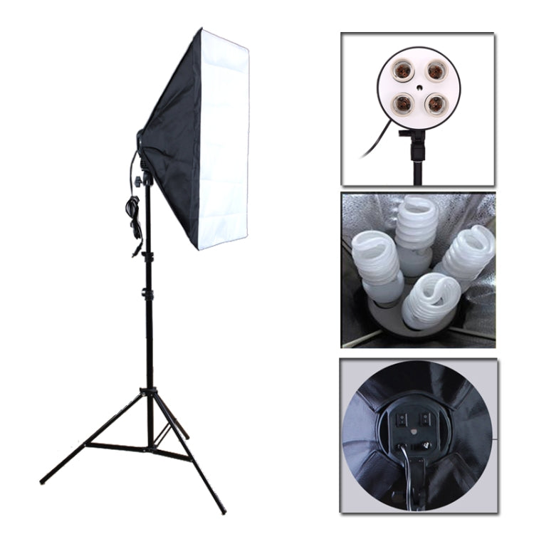 Professional Photo Studio Softbox Kit with Four Socket Lamp Holder, Flash Lighting Softbox, and Light Stand