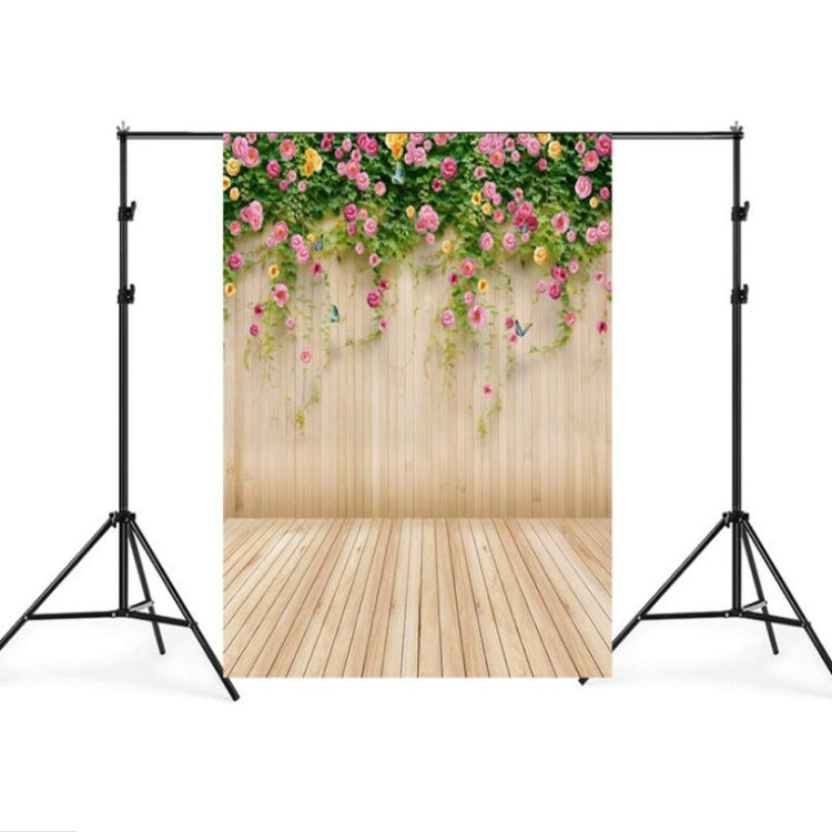 Simulation Wood Plank Flower Wall Photo Backdrop Cloth - 1.5m x 2.1m