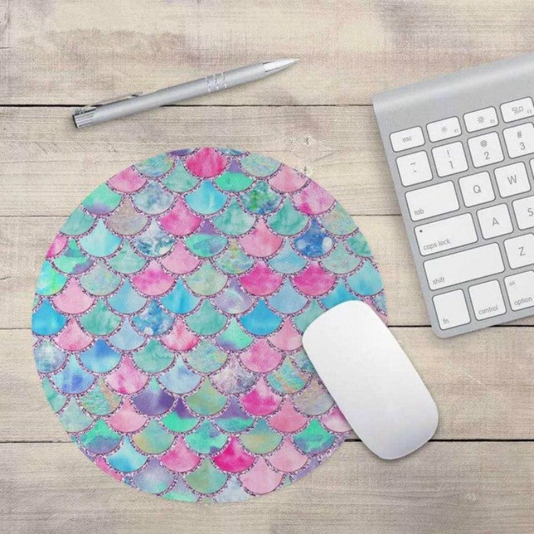 Shimmering Mermaid Scale Small Round Non-slip Mouse Pad