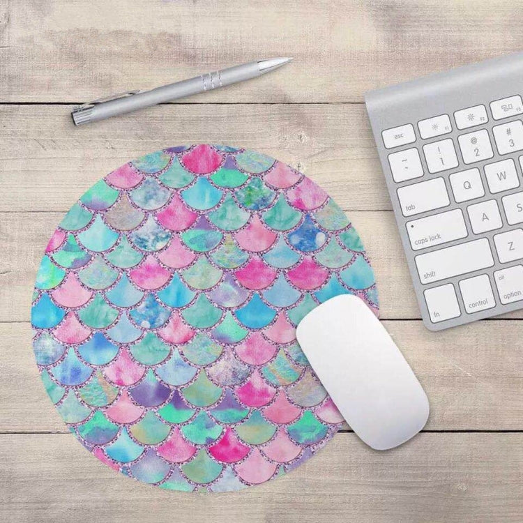 Watercolor Shiny Mermaid Scale Small Round Non-slip Mouse Pad