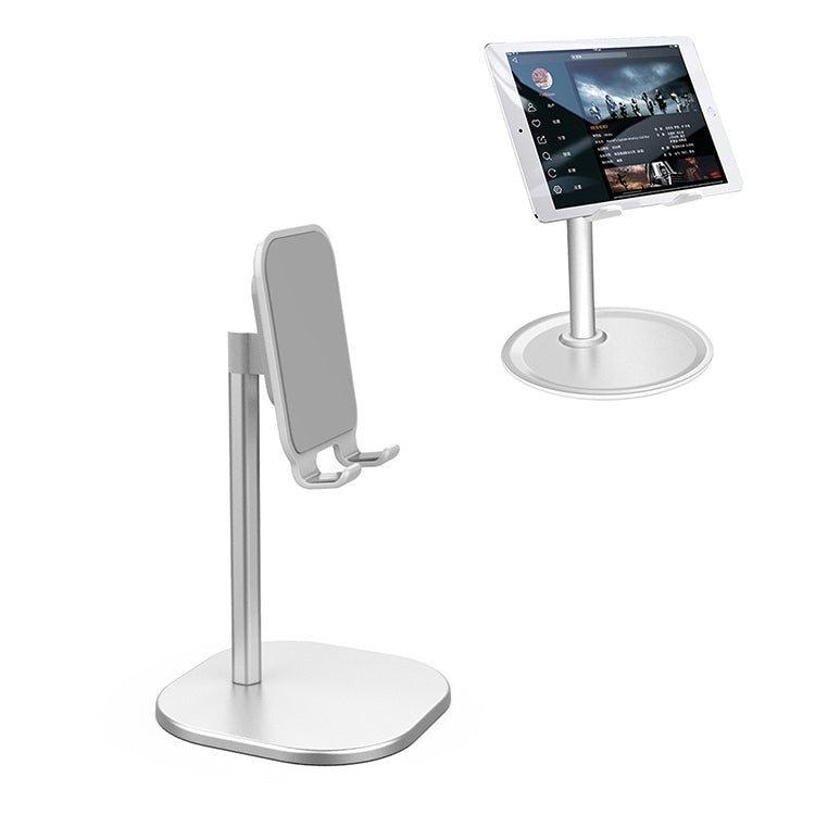 Adjustable Desktop Tablet and Phone Stand with Aluminum Holder - Silver