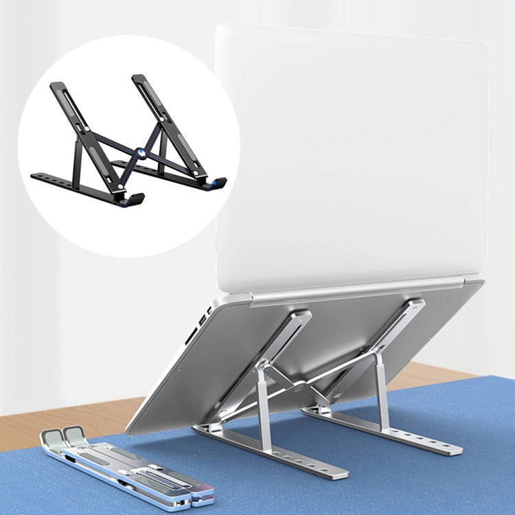Foldable Aluminum Alloy Laptop Stand with Cooling Fan for Couch and Sofa (Black)