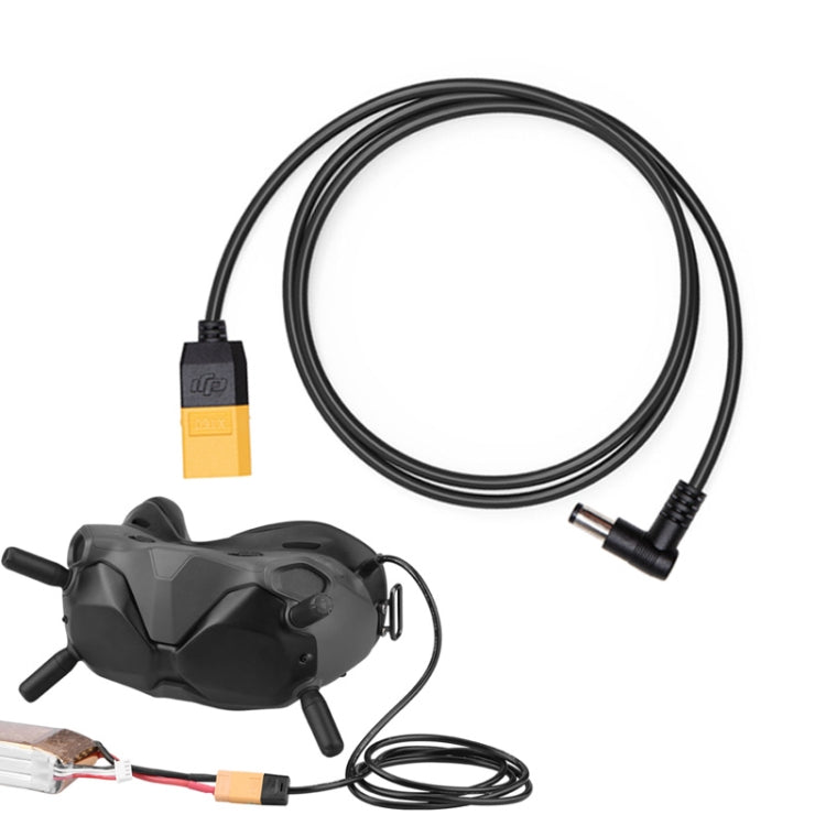 Original DJI FPV Goggles/Goggles V2 Power Cable XT60 to DC Line, Cable Length 1.25m