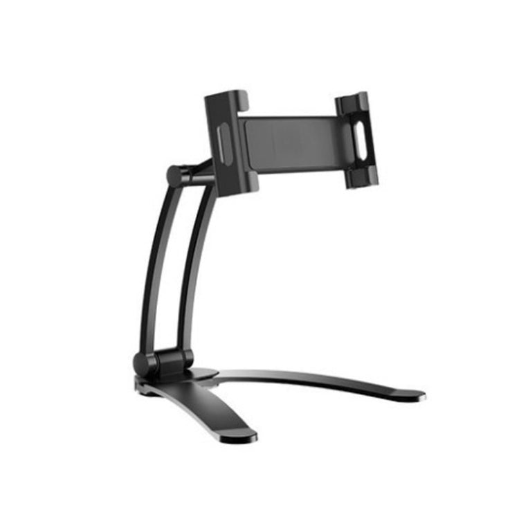 Versatile Aluminum Alloy Mobile Phone and Tablet Holder with Wall Mount Base (Black)