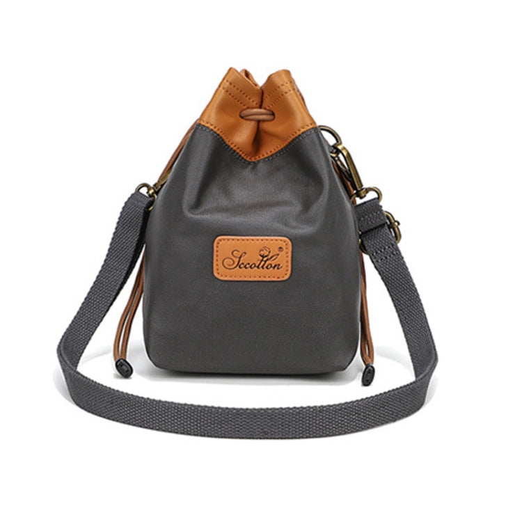 Camera Lens Protection Bag with Water-Resistant Canvas and Shoulder Strap - Large Gray Size