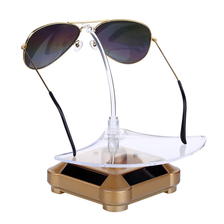 Solar Powered 360 Degree Rotating Turntable with Colorful Lights and Glasses Display (Gold)