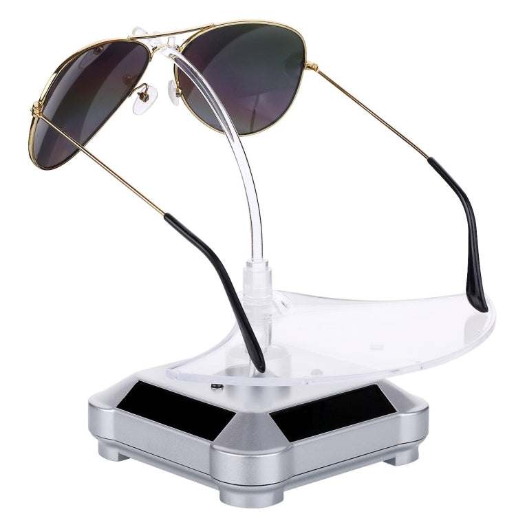 Solar Powered 360 Degree Rotating Display Stand with Colorful Lights (Silver)