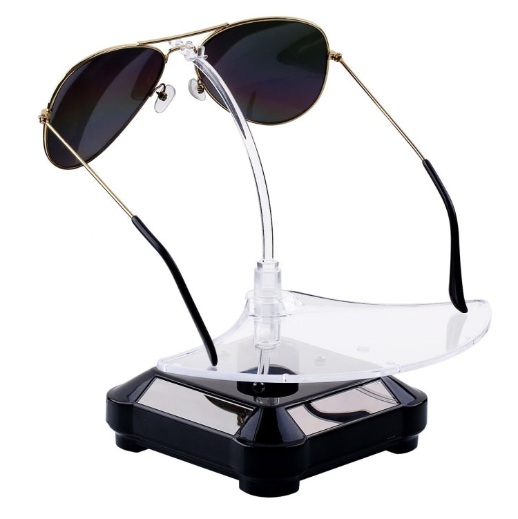 Solar-Powered 360 Degree Rotating Display Stand with Colorful Lights (Black)