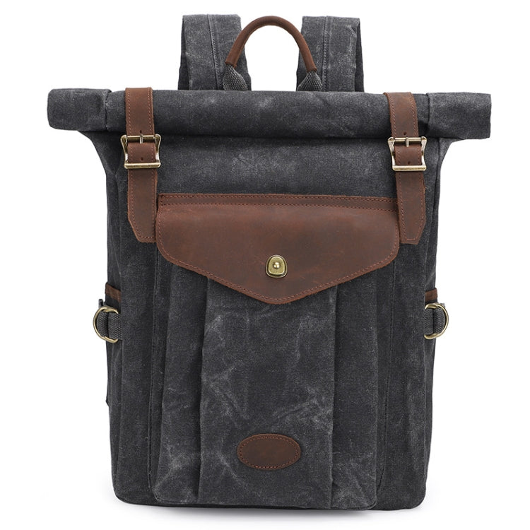 Water-Repellent Retro Crazy Horse Leather Camera Backpack