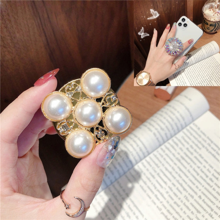 Lazy Man Live Shooting Mobile Phone Rotating Ring Buckle Holder with Five Pearl Design