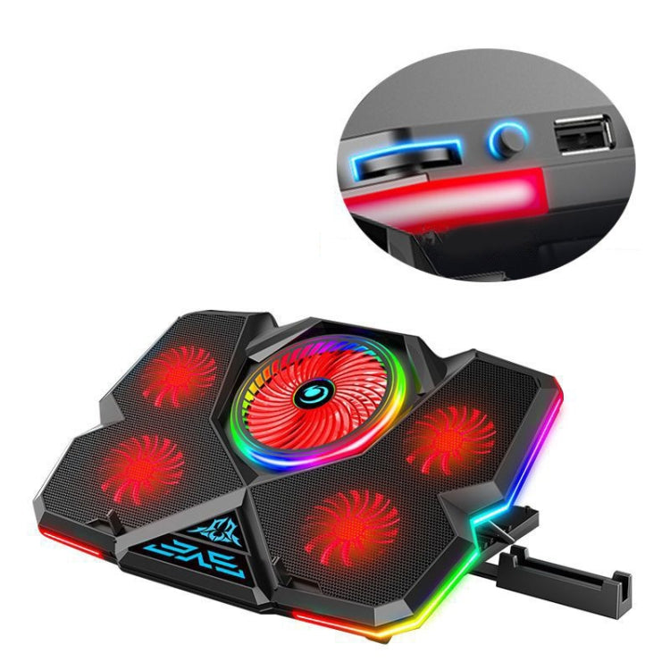 CoolCold 5V Speed Control Gaming Laptop Cooler Stand with Red Symphony LED Lights