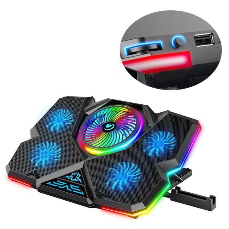 CoolCold 5V Speed Control Version Gaming Laptop Cooler Stand with 7 Color Symphony Edition Compatible with Laptops up to 17 Inches