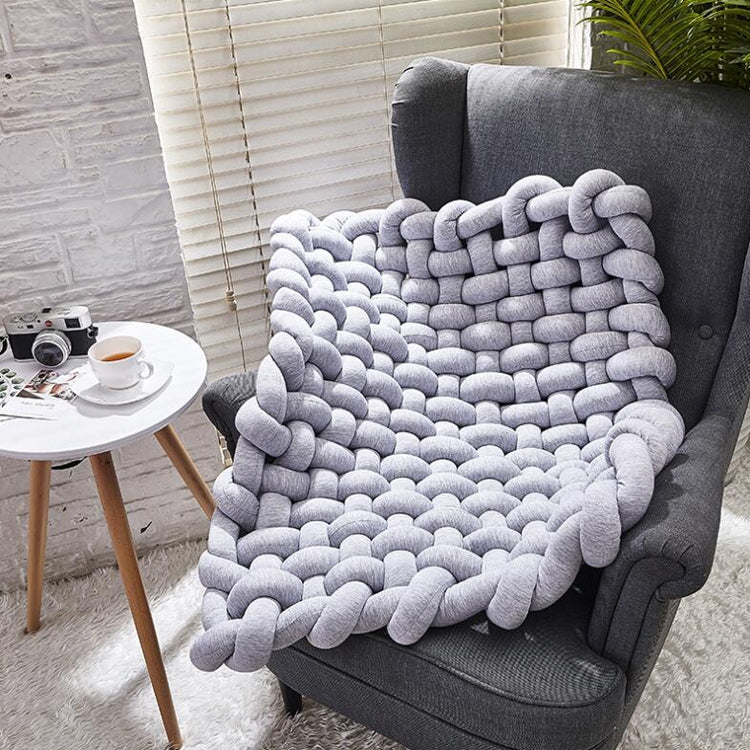 Light Grey Hand-Woven Anti-Skid Mat for Home Decoration and Photography Props