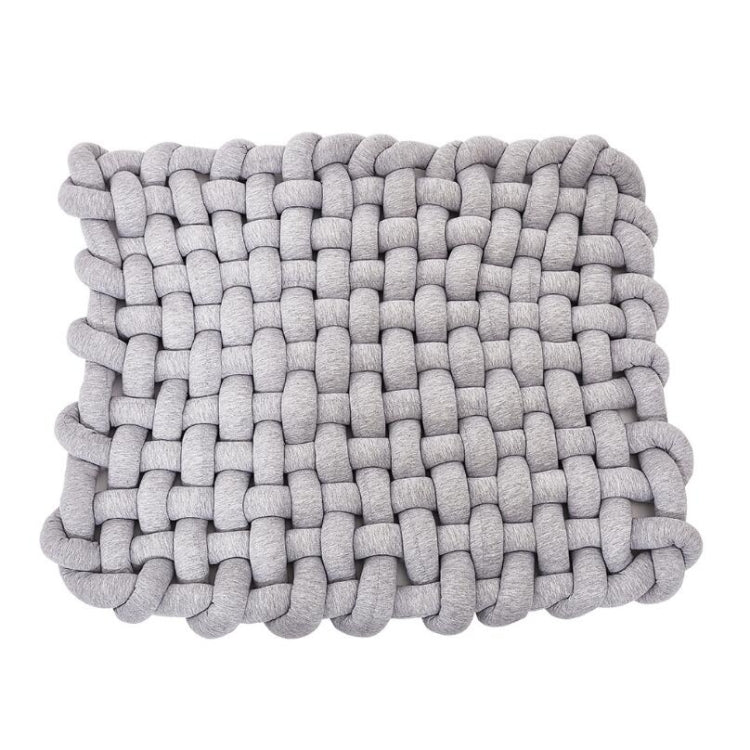 Light Grey Hand-Woven Anti-Skid Mat for Home Decoration and Photography Props