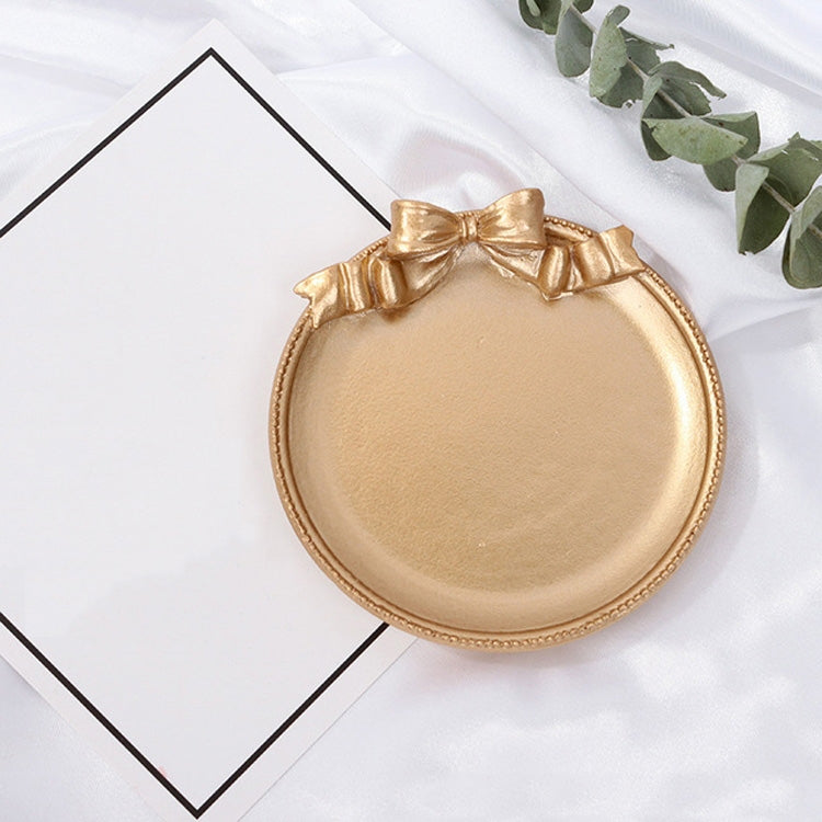 Elegant Vintage Gold Round Resin Jewelry Tray