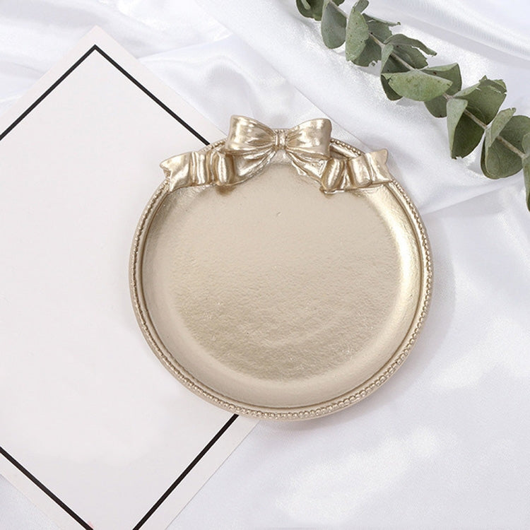 Vintage Resin Earrings Tray Decorative Ornaments, Round (Champagne Gold)