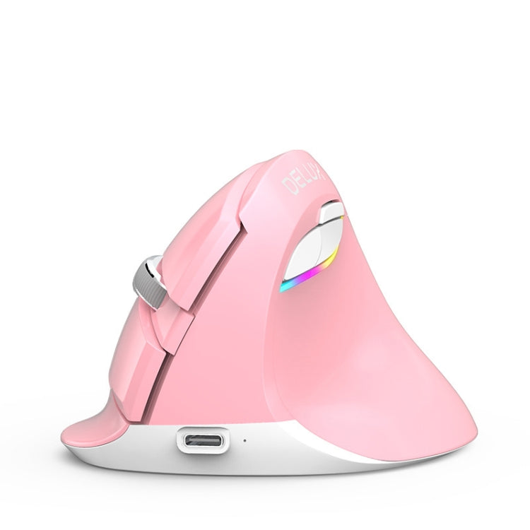DELUX M618Mini Colorful Wireless Luminous Vertical Mouse - Cherry Pink