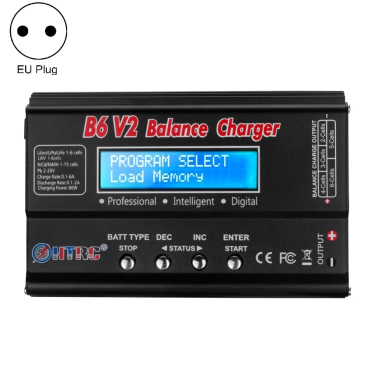 HTRC B6 V2 Balance Charger for Model Airplane Lithium Batteries with EU Plug