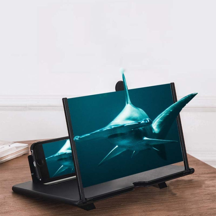 12-inch Pull-out Mobile Phone Screen Magnifier with 3D Video, Desktop Stand, and Anti-Skid Design (Black)