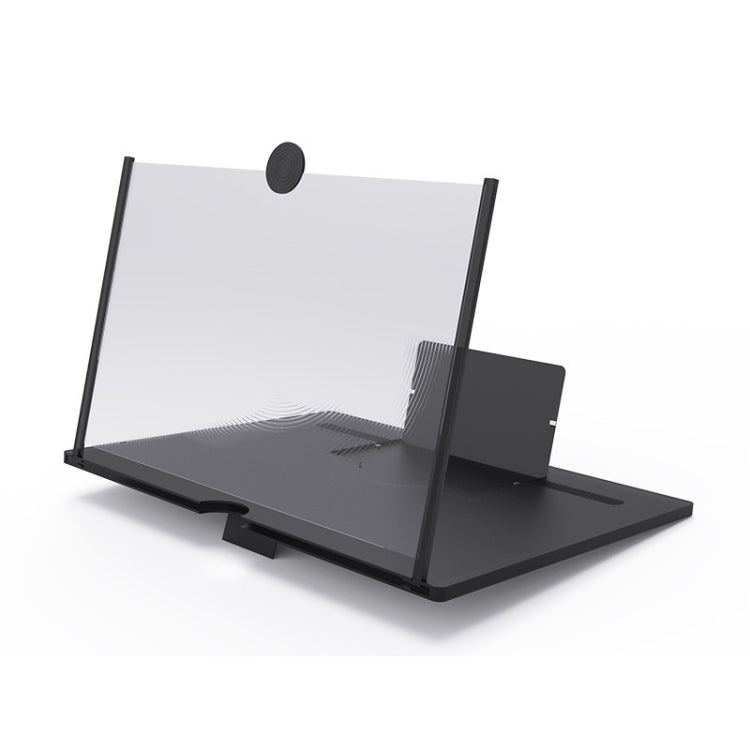12-inch Pull-out Mobile Phone Screen Magnifier with 3D Video, Desktop Stand, and Anti-Skid Design (Black)