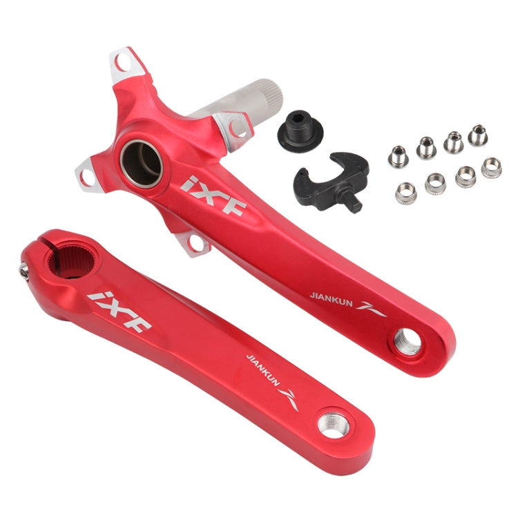 JIANIKUN IXF Mountain Bike Hollow Crank Modified Single-plate Left and Right Cranks Crankshaft Bottom Axle - Red